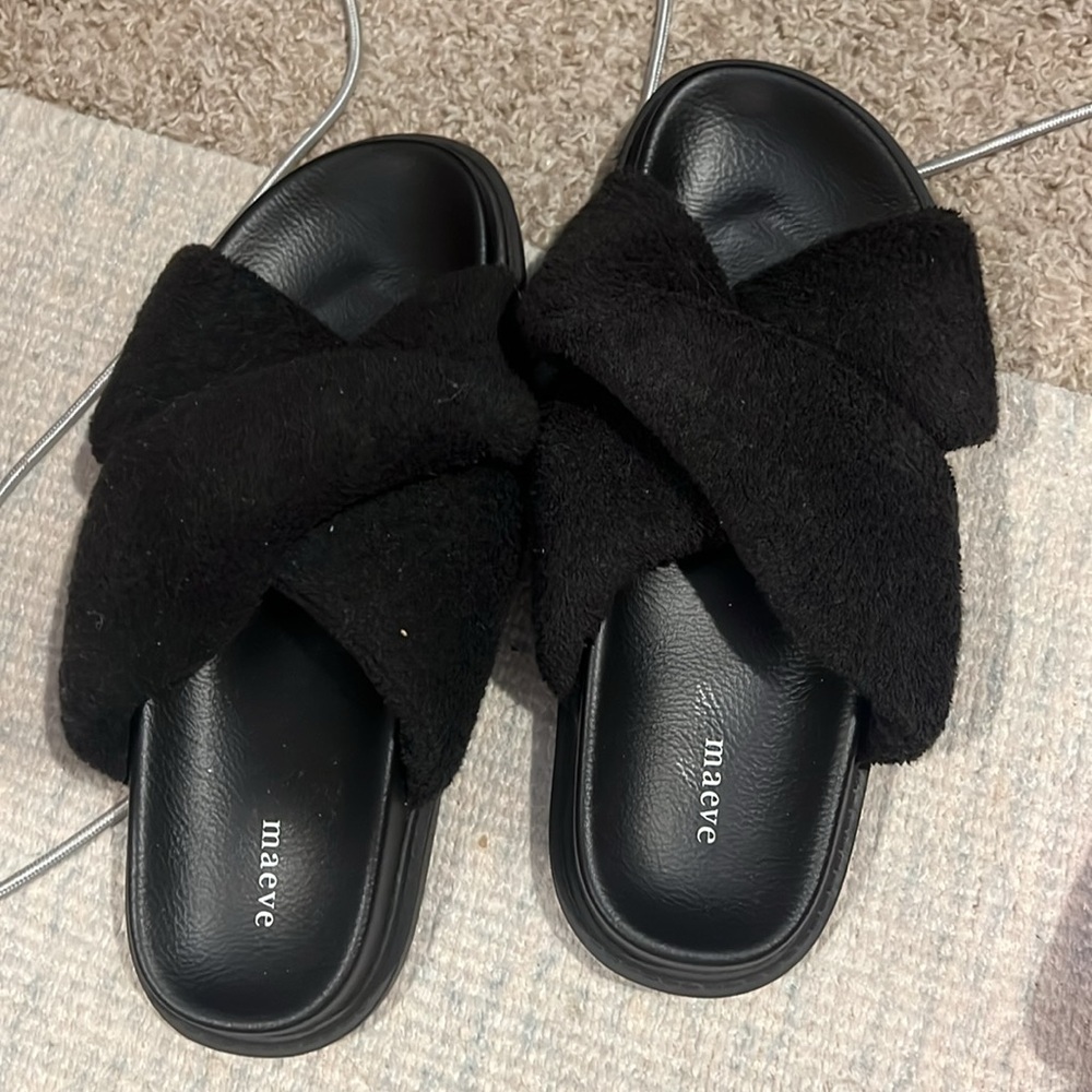 Anthropologie Maeve Terry Slide Sandals, Black, Sz 7 NWT - Picture 5 of 6